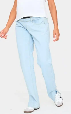 Maternity Light Blue Wash Split Hem Jeans