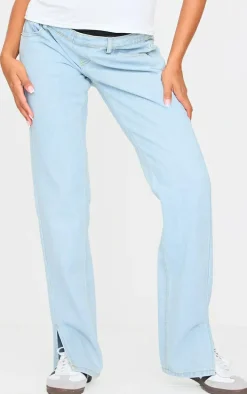 Maternity Light Blue Wash Split Hem Jeans