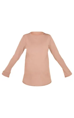 Maternity Mocha Knitted Crew Neck Sweatshirt