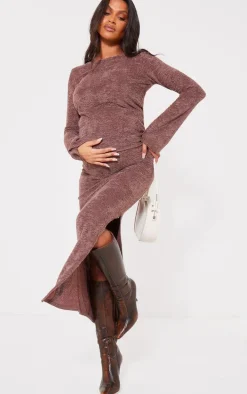 Maternity Mocha Towel Texture Midaxi Skirt