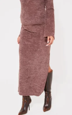 Maternity Mocha Towel Texture Midaxi Skirt