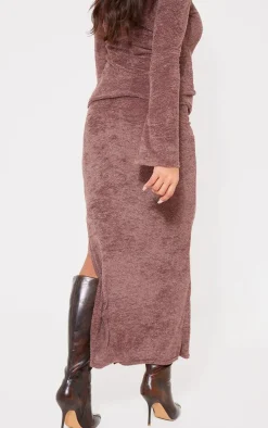 Maternity Mocha Towel Texture Midaxi Skirt