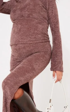 Maternity Mocha Towel Texture Midaxi Skirt
