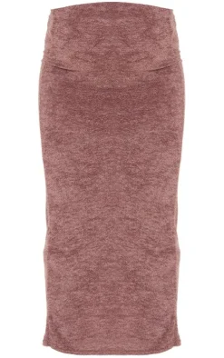 Maternity Mocha Towel Texture Midaxi Skirt