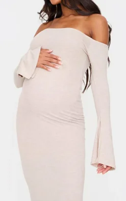 Maternity Oatmeal Brushed Midaxi Dress