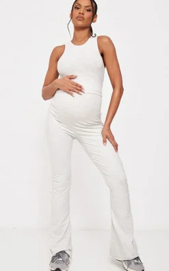Maternity Oatmeal Marl Hem Flared Pants