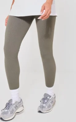 Maternity Olive Khaki Snatched Rib Leggings