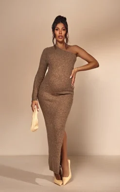 Maternity Olive Luxe Knit One Sleeve Midaxi Dress