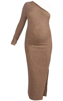 Maternity Olive Luxe Knit One Sleeve Midaxi Dress