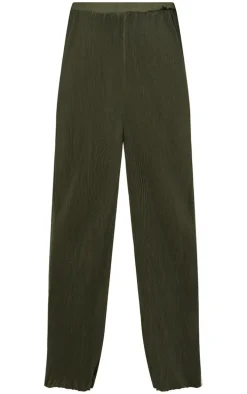 Maternity Olive Plisse High Waisted Wide Leg Pants