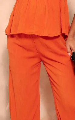 Maternity Orange Cheesecloth Wide Leg Pants