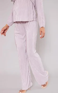 Maternity Rose Plisse Lettuce Hem Wide Leg Pants