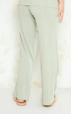 Maternity Sage Green Textured Rib Wide Leg Pants