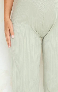 Maternity Sage Green Textured Rib Wide Leg Pants