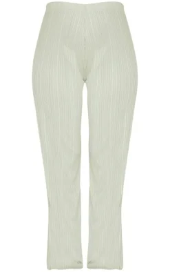 Maternity Sage Green Textured Rib Wide Leg Pants