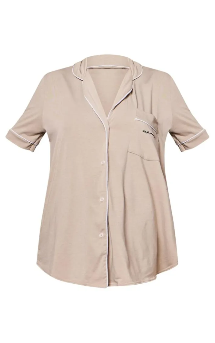 Maternity Sand Mama Button Pj Top