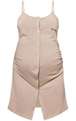 Maternity Sand Mama Strappy Button Up Front Nightie