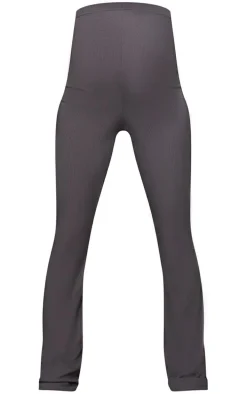 Maternity Slate Ribbed Flared Leggings