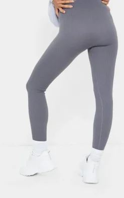 Maternity Slate Snatched Ribbed Leggings