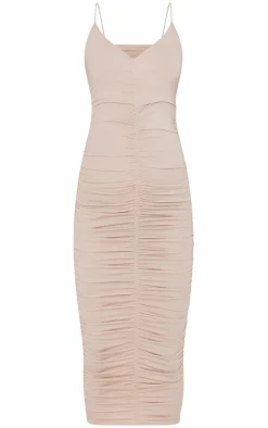 Maternity Stone Plunge Ruched Contour Jersey Midi Dress