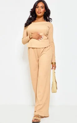 Maternity Stone Textured Wide Leg Floaty Pants