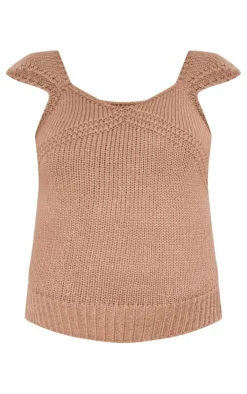 Maternity Taupe Short Sleeve Knitted Top