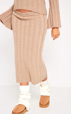 Maternity Taupe Thick Rib Knitted Midaxi Skirt