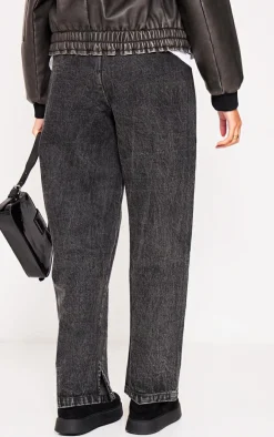 Maternity Washed Black Under Bump Drawstring Straight Leg Jeans