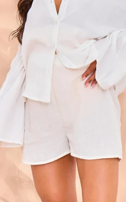 Maternity White Cheesecloth Mid Rise Shorts