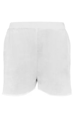 Maternity White Cheesecloth Mid Rise Shorts