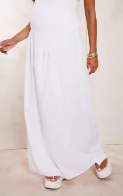 Maternity White Linen Look Maxi Skirt