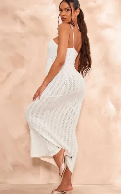 Maternity White Pattern Knit Maxi Dress
