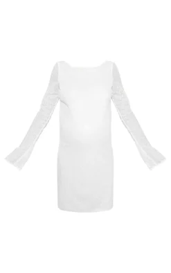 Maternity White Sequin Detail Open Back Mini Dress