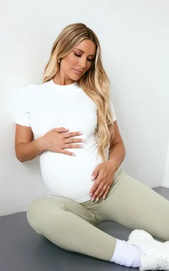 Maternity White Soft Touch Sculpt Short Sleeve Top