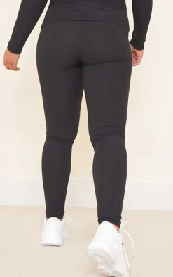 Maternity Black Brushed Rib Leggings