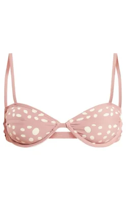 Mauve Broderie Contrast Underwired Bikini Top