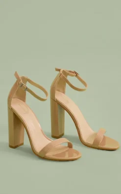 May Nude Patent Block Heeled Sandals