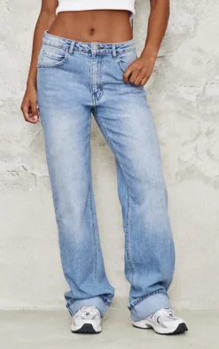 Mid Blue Wash Turn Up Hem Jeans