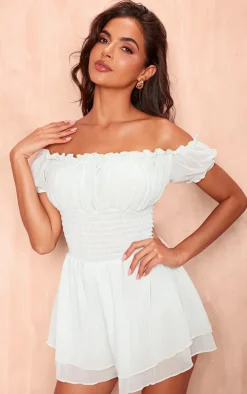 Mint Green Mesh Bardot Floaty Romper