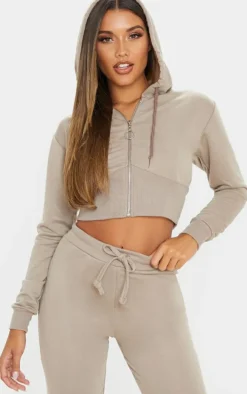 Mocha Bustier Zip Up Hoodie