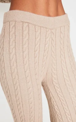 Mocha Cable Knit Wide Leg Pants