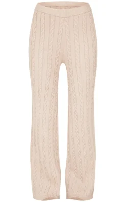 Mocha Cable Knit Wide Leg Pants