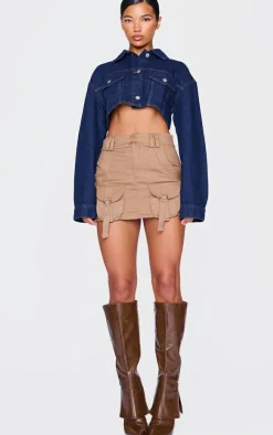 Mocha Cargo Pocket Detail Micro Mini Skirt