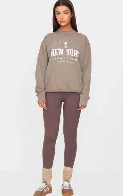 Mocha New York Downtown Graphic Printed Sweatshirt