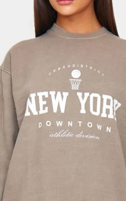 Mocha New York Downtown Graphic Printed Sweatshirt