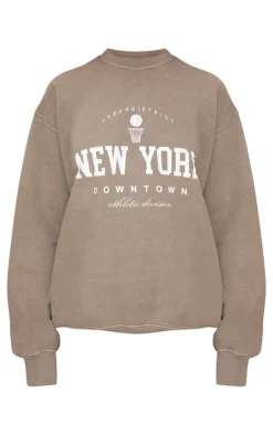 Mocha New York Downtown Graphic Printed Sweatshirt