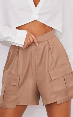 Mocha Pocket Detail Cargo Shorts