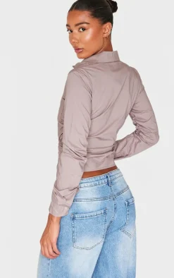 Mocha Ruched Side Shirt