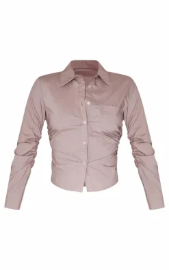 Mocha Ruched Side Shirt