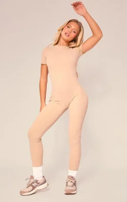 Mocha Sculpt Short Sleeved Unitard